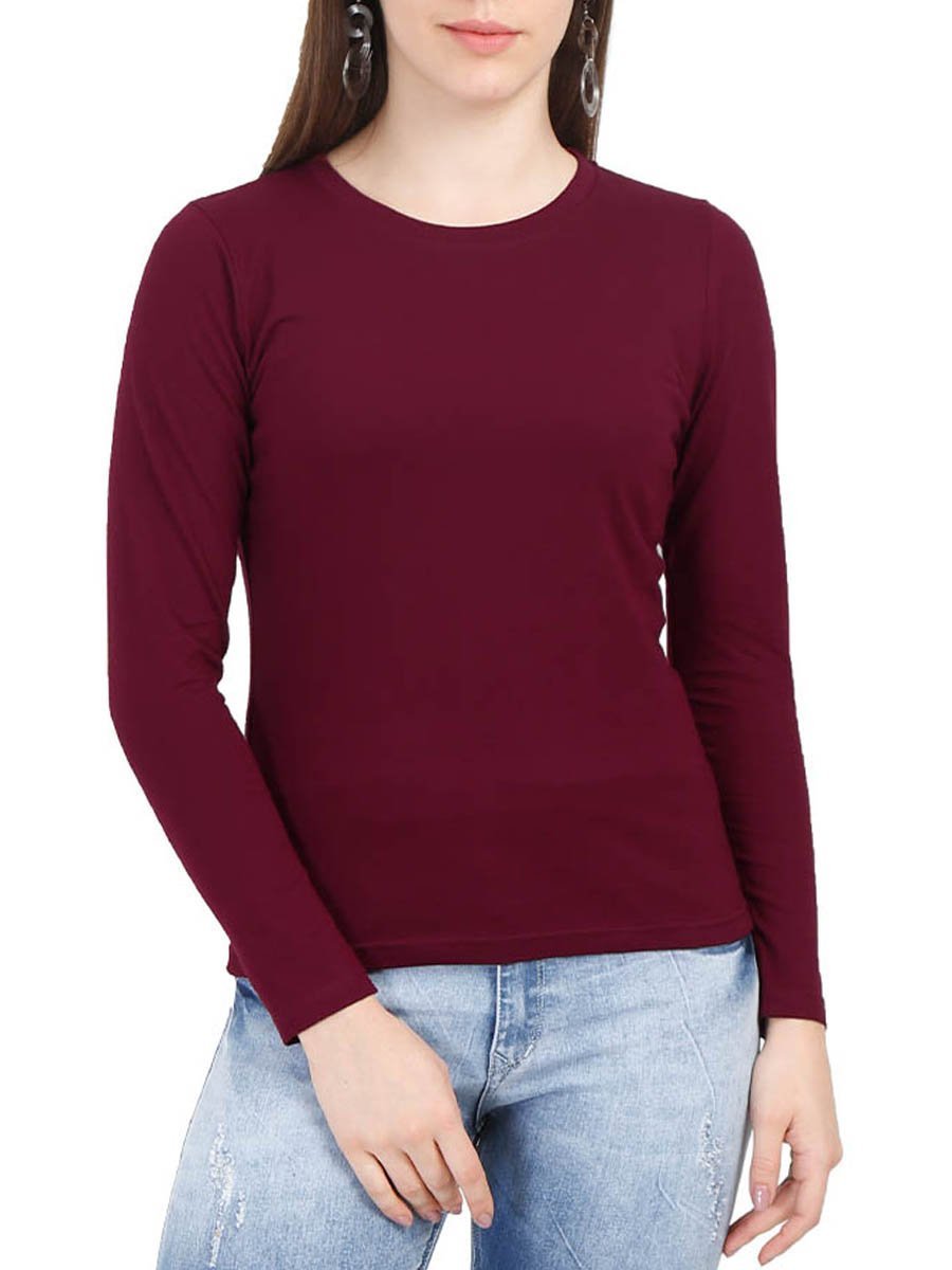 Maroon Full Sleeve Round Neck ...